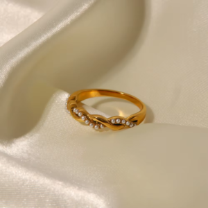 Anillo perla trenzada
